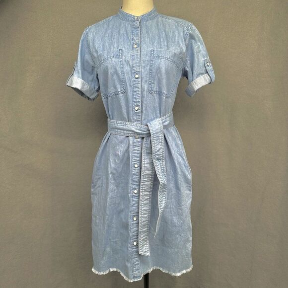 Lauren Ralph Lauren Dresses & Skirts - Lauren Ralph Lauren Denim Shirt Dress 4 Belted Short Sleeve Button Front Pockets
